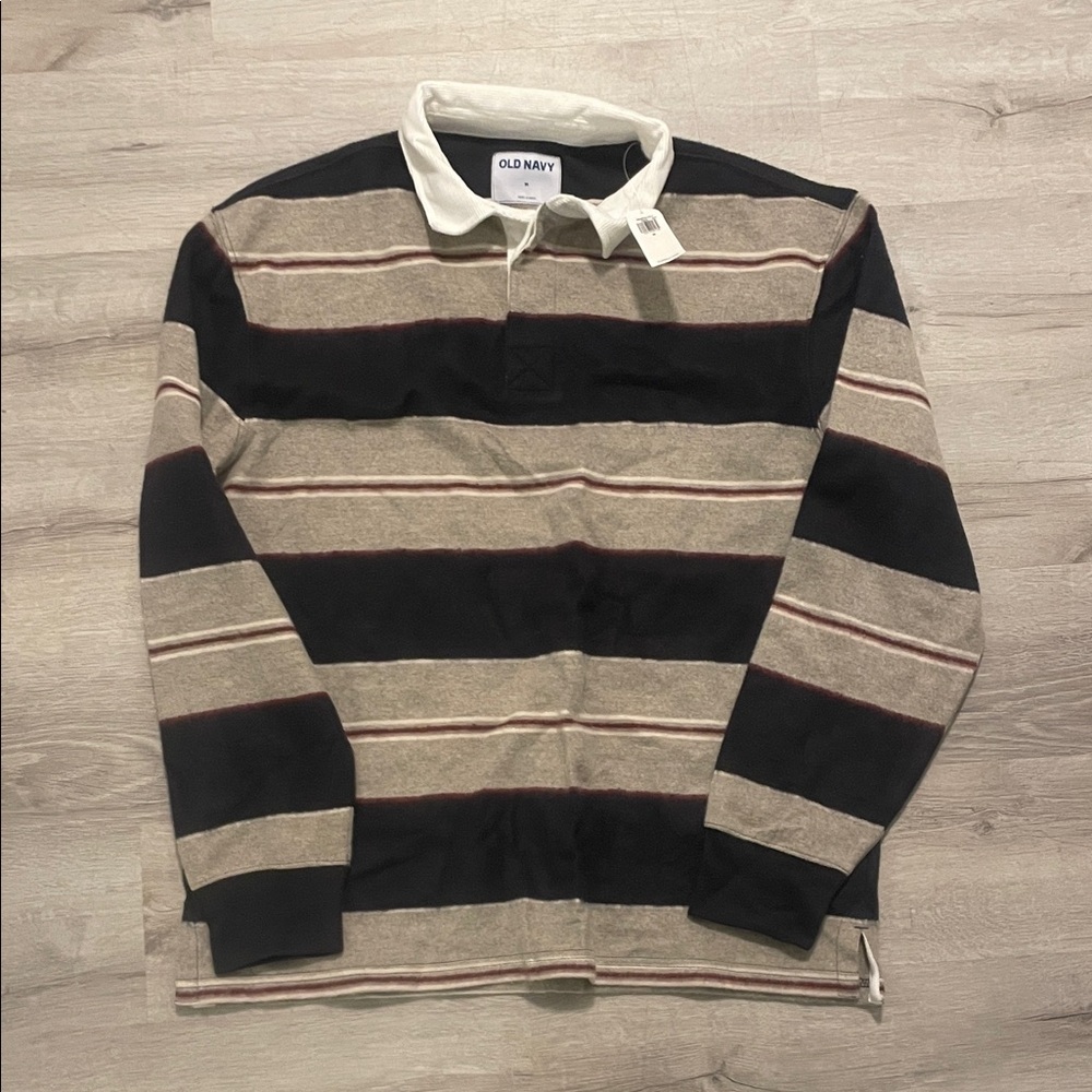 Old Navy Men's Crewneck rugby soft textured shirt - blue, Gray, and maroon